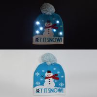 Wholesale Neon Glo Custom Light Up Flash Knitted Warm Hats Beanie Cap Christmas Party Hat With Led Lights