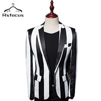 Wholesale Rsfocus Black White Zebra Vertical Striped Blazer Men Slim Fit Spring Autumn XL Casual For Prom Party Blazers XZ216 Men s Suits