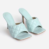 Wholesale Slippers Summer Slipper Outdoor Casual Solid Color Sewing Shoes Square Toe Grid Pattern High Heel Beach For Women