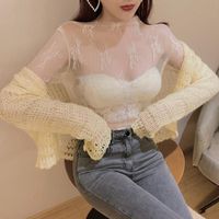 Wholesale Womens Designer Tee Summer Tide Lace Bottoming Shirt Female Super Fairy Foreign Style Small Shirt Mesh Embroidery Inner Long sleeved Top