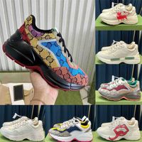 Wholesale Rhyton Designer Shoes Luxury Vintage Sneakers Platform Trainers Strawberry Wave Mouth Trainer Dad Sneaker Tiger Web Print Shoe With box