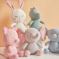 Wholesale 20cm Knitted Lovey Animal Plush Toys Super Soft Cartoon Stuffed Dino Elephant Pig Rabbit Koala Soothing Doll For Kids Baby Gifts H1025