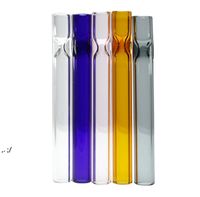 Wholesale 4 inch hand pipe thick pyrex glass one hitter pipe glass steam roller filter pipes cigarette hand pipes oil buners pipe RRA9573