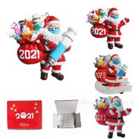 Wholesale New Syringe Pendant Resin Crafts Hand Painted Santa Claus Wearing Mask for Epidemic Prevention