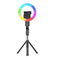 Wholesale Tripods RGB Ring Light Selfie Stick Tripod For Live Broadcast Outdoor Travel With Remote Control Follower Rotating Fill
