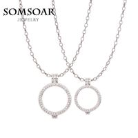 Wholesale Pendant Necklaces Silvering Interchangeable Crystal Frame Necklace Fit Small And Large Coin Disc For Women Gift