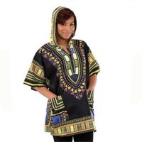 Wholesale New Design Dashiki Hoodies Loose African Print Dashiki Fabric Hood Cotton Fashion Robe Clothing Unisex Kimono1
