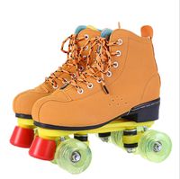 Wholesale Mens Womens Inline Roller Skates Rounds Skate With deceleration Reflective wheel Casual Skating Shoes Cowhide Sneaker