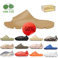 Wholesale With Box Kanye Designer Slides Womens Mens Slippers Big Size Foam Runner Sandals Bone Pure Resin Earth Brown Enflame Cream Clay Moon Kids