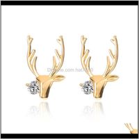 Wholesale Stud Jewelrydeer Antlers Alloy Women Earrings Gold White K Colors Elk Point Ear Rings Fashion Jewelry Drop Delivery Vofwe