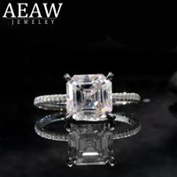 Wholesale Cluster Rings AEAW Asscher Cut Moissanite Lab Diamond Ring Excellent Matching Band For Women Solid K K K White Gold