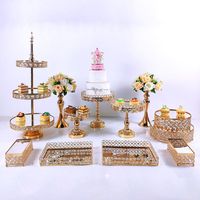 Wholesale Other Festive Party Supplies Metal Wedding Cake Stand Decoration Mirror Tray Dessert Electroplate Gold Cupcake Table Home Display To