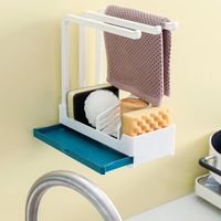 Wholesale Draining Sink Storage Shelf Sponge Holder Box Kitchen Organizer Wall Mounted Rack Basket Stands Tidy Drying Towel Hooks Rails