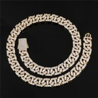 Wholesale Chains DRIP MM Cubic Zirconia Heavy Cuban Chain Baguette Bling Iced Out Brass Necklace Men White Gold Plated Jewelry Choker