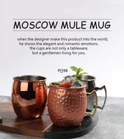 Wholesale Moscow Mule Mugs Stainless Steel Beer Cup Rose Gold Silver Copper Mug Hammered Plated Bar Drinkware Beverage Cocktail Glass LLB11035