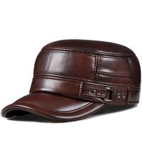 Wholesale Drop men s real leather baseball cap hat fashion style soft beret belt trucker caps Grain H601