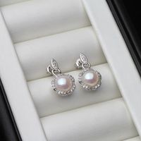 Wholesale Stud Fashion Elegant Natural Pearl Earrings Silver For Women Vintage White Black Freshwater Earring Hanging Fine Jewelry