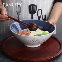 Wholesale Japanese Bowl Restaurant Household Large Hat Noodle Ceramic Tableware Personalized Soup Ajisen Beef Ramen Bowls