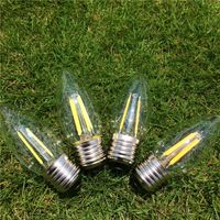 Wholesale Bulbs Energy Saving E27 W W COB LED Lamp Filament Blub AC220V Light Retro Candle Pointed tail Lighting Replace Halogen Lights