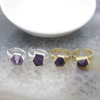 Wholesale Wedding Rings Dainty Natural Amethysts Adjustable Ring Purple Quartz Healing Crystal Finger Ring Jewelry For Woman s Party Gift