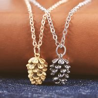 Wholesale Fashion Vintage Chain Necklace For Women Girl Pine Nut Plant Specimen Pendant Metal Choker Acorn Pinecone Jewelry Accessories