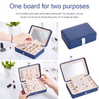 Wholesale Square Shaped Leather Jewelry Box Earrings Rings Organizer With Mirror Portable Necklace Stud Multi function Storage Case Holder Boxes Bin