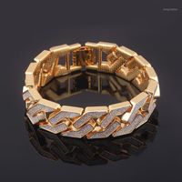 Wholesale Bangle Fashion Rhinestone Cuban Chain Bracelet Iced Out Link For Women Men Gold Silver Color Bling