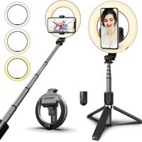 Wholesale Wireless Bluetooth Selfie Stick Foldable Handheld Remote Shutter Tripod With inch LED Ring Pography Light Monopods