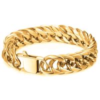 Wholesale 316L Stainls Steel Miami Cuban Link Chain Bracelet Hip Hop K Gold Curb Bracelets for Men