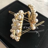 Wholesale 4X3Cm C Fashion metal hair clips Classic pearls hairpins collection hair accessories suit for sweater brooch v