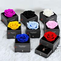 Wholesale Preserved Rose Flower Gift Wrap Box With Angel Wings Necklaces For Women Mom Her Girlfriend Gifts Wife On Birthday Christmas HHD12751