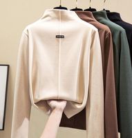 Wholesale Women s Blouses Shirts Blouse Thermal Underwear Long Sleeve Solid Color Round Neck Top Winter O neck Korean Base Shirt Female Clothing