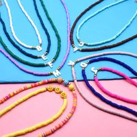 Wholesale Chokers Boho Letter Shell Pendant Choker Necklace Colourful Polymer Clay Beads For Women Necklaces Femme Jewelry