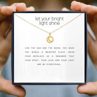 Wholesale Pendant Necklaces IcareU Bright Sun Glowing Night Moon Necklace Jewelleri Shine Round Wish Card Black Gift Gold Chain Jewelri Box