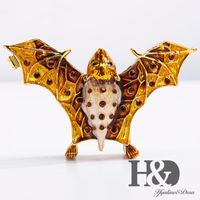 Wholesale Decorative Objects Figurines H D Jeweled Bat Shape Figurine Trinket Boxes Hinged Enamel Animal Jewelry Collectible Box Christmas Decoratio