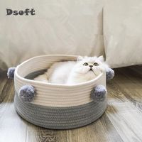 Wholesale Cat Beds Furniture Bed House Handmade Knit Summer Radiator Dog Washable Pet Habitat Scratch Board Toys Products