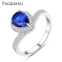 Wholesale PAG MAG S925 Sterling Silver Heart Ring Kashmir velvet sapphire blue HO4