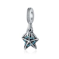 Wholesale Fits Pandora Bracelets Beach Starfish Crystal Dangle Charms Fits pandora Charms Bracelet Crystal Beads For Jewelry Making Sterling Silver Charms