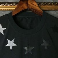 Wholesale Men and Women Summer Tee Black Three dimensional Leather Five pointed Star Round Neck Cotton Loose Short sleeved T shirts