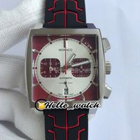 Wholesale 39mm Square Watches Japan VK Quartz Chronograph Mens Watch White Dial Red Inner Steel Case Rubber Strap Hello_watch High Quality Style