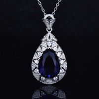 Wholesale New Silver Drop Pear shaped Necklace Group Inlaid Full Diamonds Luxury Purple Pendant for Women Exquisite Jewelry
