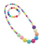 Wholesale Chokers Candy Color Necklace And Bracelets Beaded Charming Children Cosplay Accessory Pink Girl Party Multicolor Jewelry