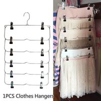 Wholesale storage bag PC Multilayer Clothes Hangers with Clips Clothing Storage Rack Holder Drying Wardrobe Folding Pants Metal Skirt