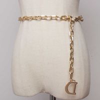 Wholesale Fashion d Letter Metal Chain Women Thin Waist Belt Gold and Silver Colors Available Q0624