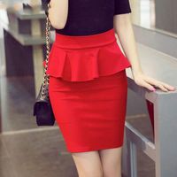 Wholesale Plus Size Women Pencil Skirts Ruffles Summer Fashion Korean Casual Ladies Skirts Elegant Open Slit Red Black S XL E0ni