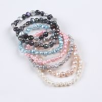 Wholesale 6 mm Freshwater Pearl Jewelry Irregular Shape Beaded Strands Bracelets Elastic Multi Colors Selection for Female promotion Gift daily accessory
