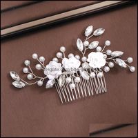 Wholesale Hair Clips Barrettes Jewelry Handmade Sier Color Flower Pin Aessories Women Combs Bride Wedding Comb Aessory Lb Drop Delivery P2Bxp