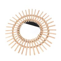Wholesale Mirrors Pc Wall mounted Make up Mirror Wicker Woven Ornamental For Home Khaki