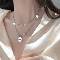 Wholesale 925 Sterling Silver Star Smile Face Necklace Female Taiyin Round Brand Clavicle Chain Light Luxury Small Crowd Net Red Jewelry
