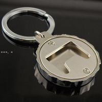 Wholesale Blank Beer Bottle Cap Shape Bottle Opener Round Cap Cover With KeyChain Party Souvenir Gift NHB13711